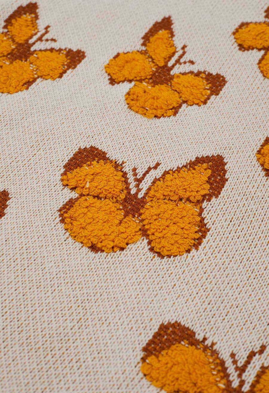 Balletic Butterfly Ribbed Knit Sweater in Ivory