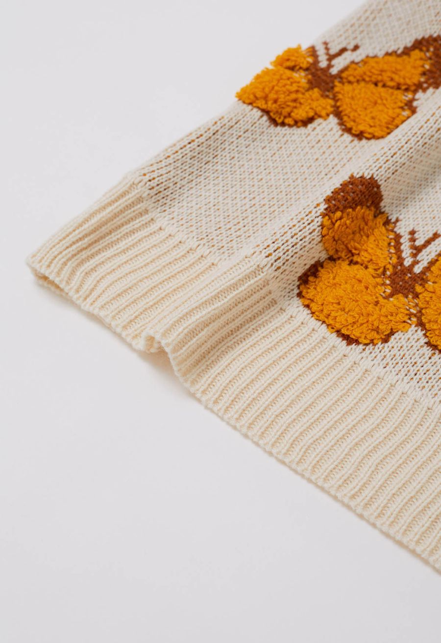 Balletic Butterfly Ribbed Knit Sweater in Ivory