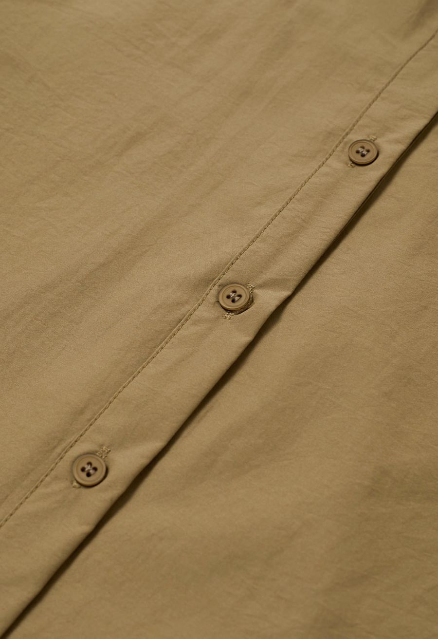 Asymmetric Hemline Pure Cotton Shirt in Camel