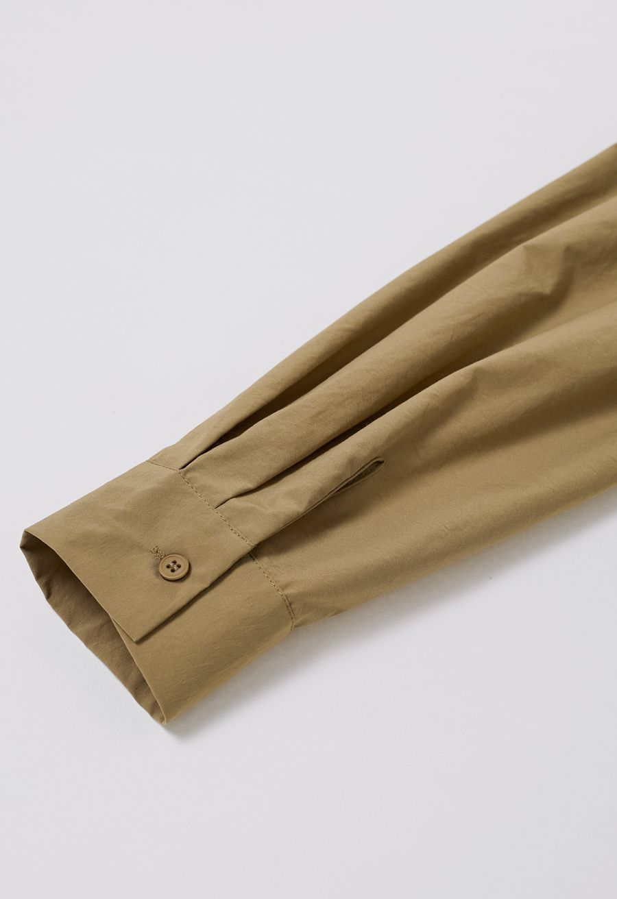 Asymmetric Hemline Pure Cotton Shirt in Camel