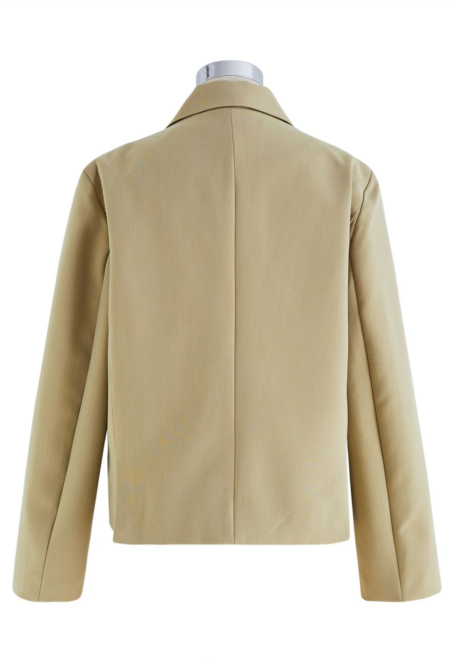 Notched Lapel Welt Pocket Blazer in Light Tan