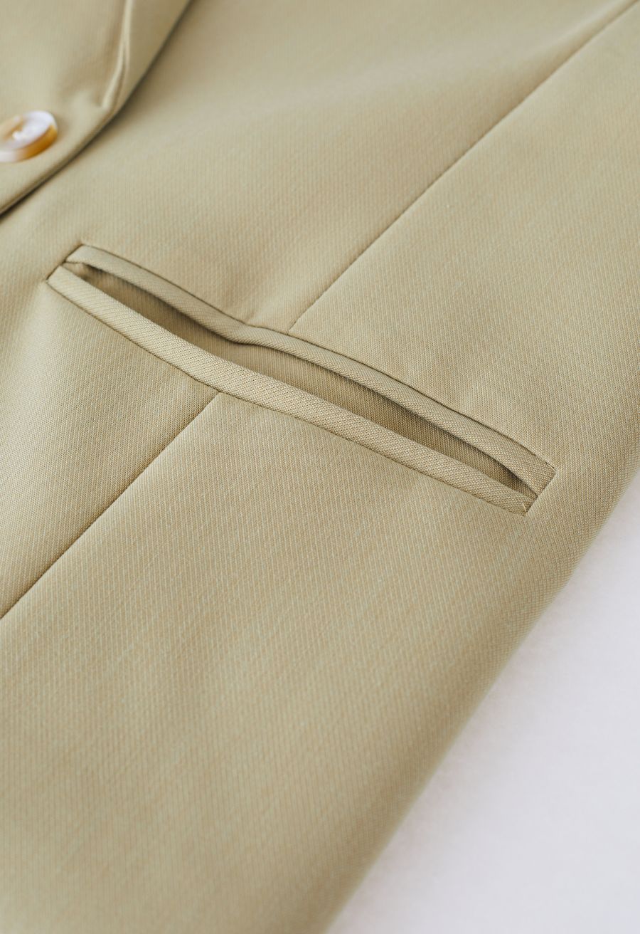 Notched Lapel Welt Pocket Blazer in Light Tan
