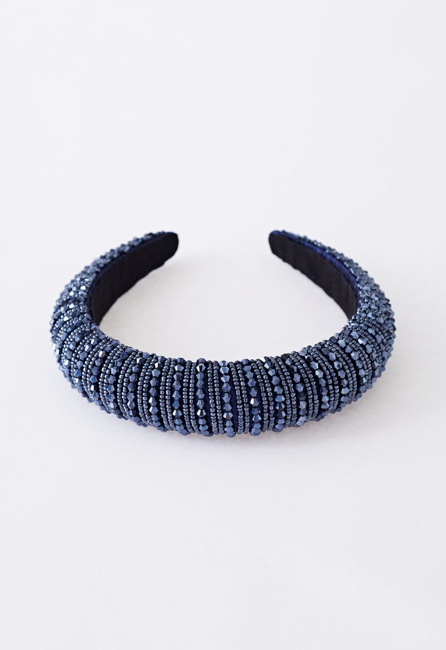 Full Rhinestone Crystal Headband in Navy