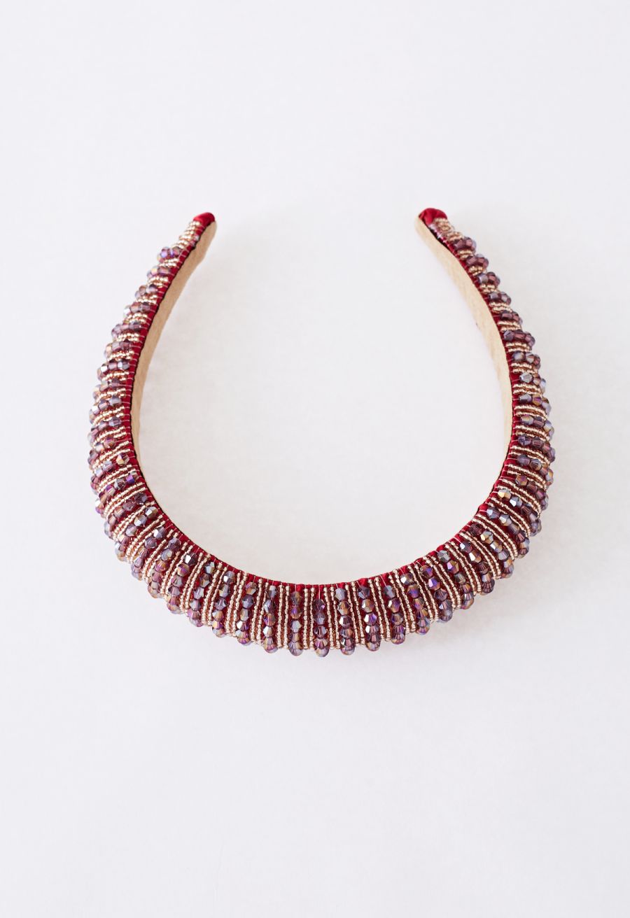 Full Rhinestone Crystal Headband in Red