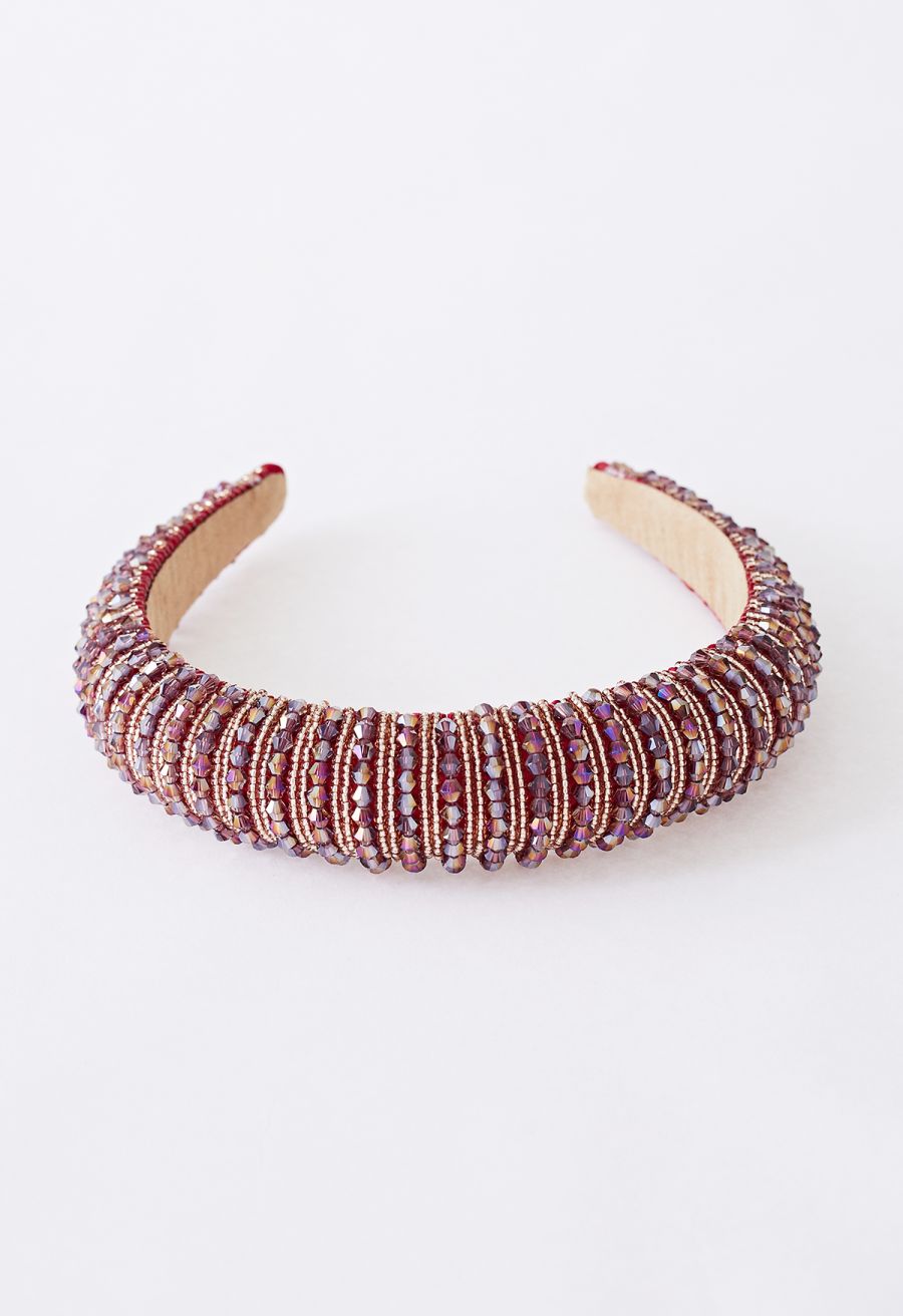 Full Rhinestone Crystal Headband in Red