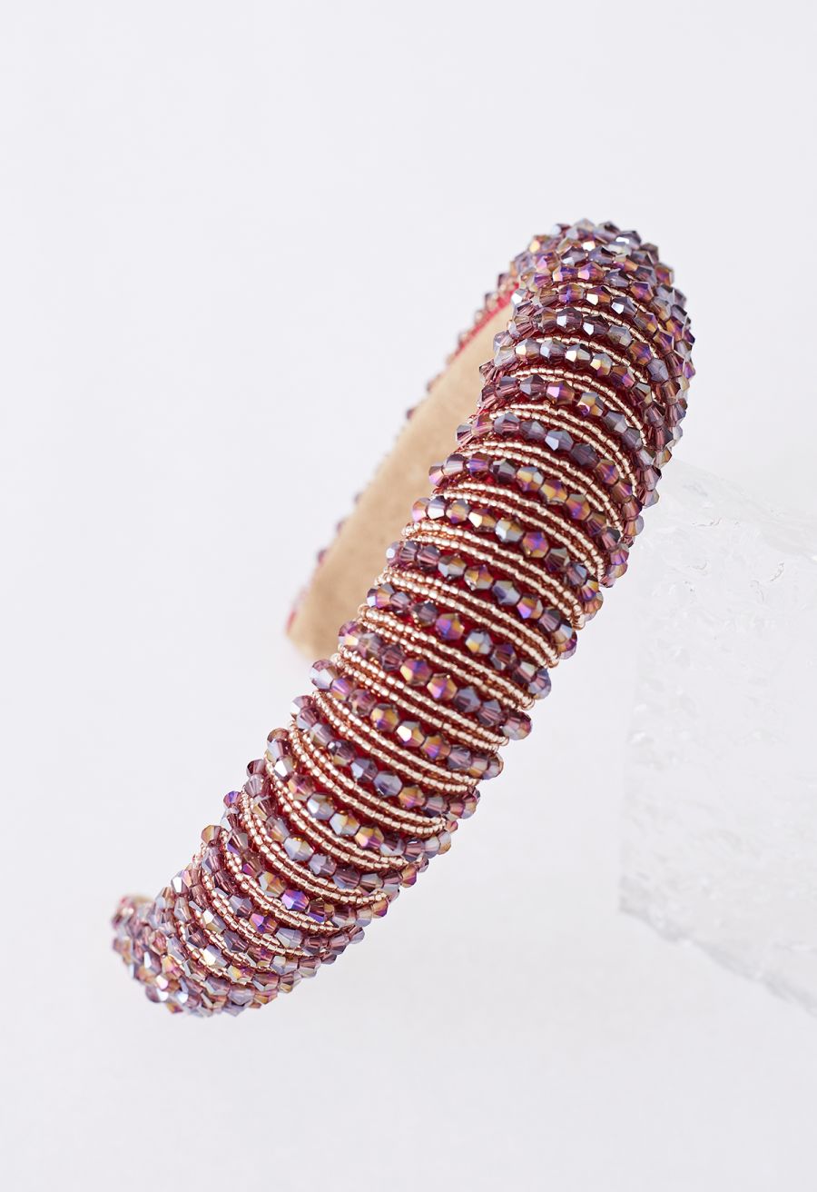 Full Rhinestone Crystal Headband in Red