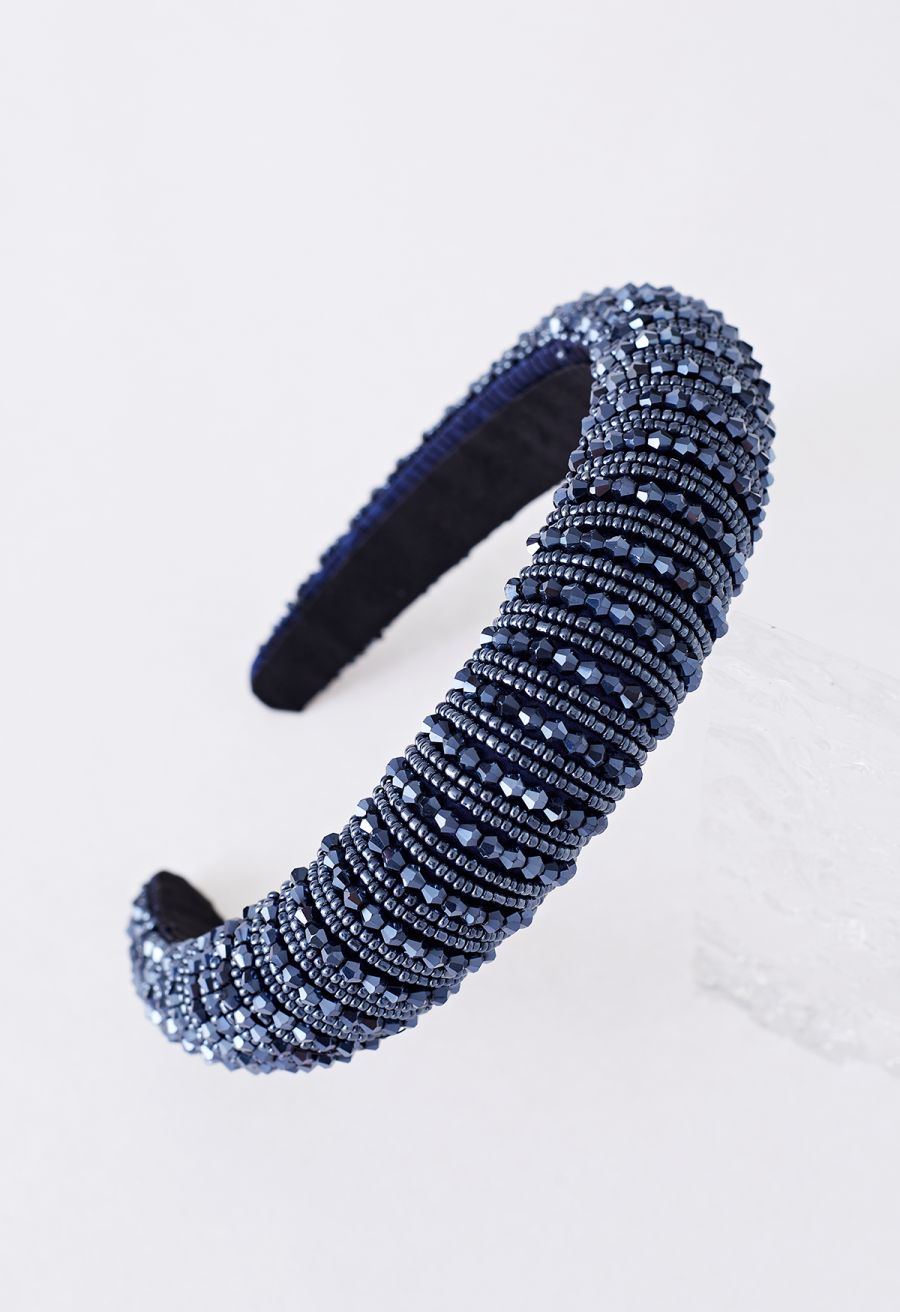 Full Rhinestone Crystal Headband in Navy