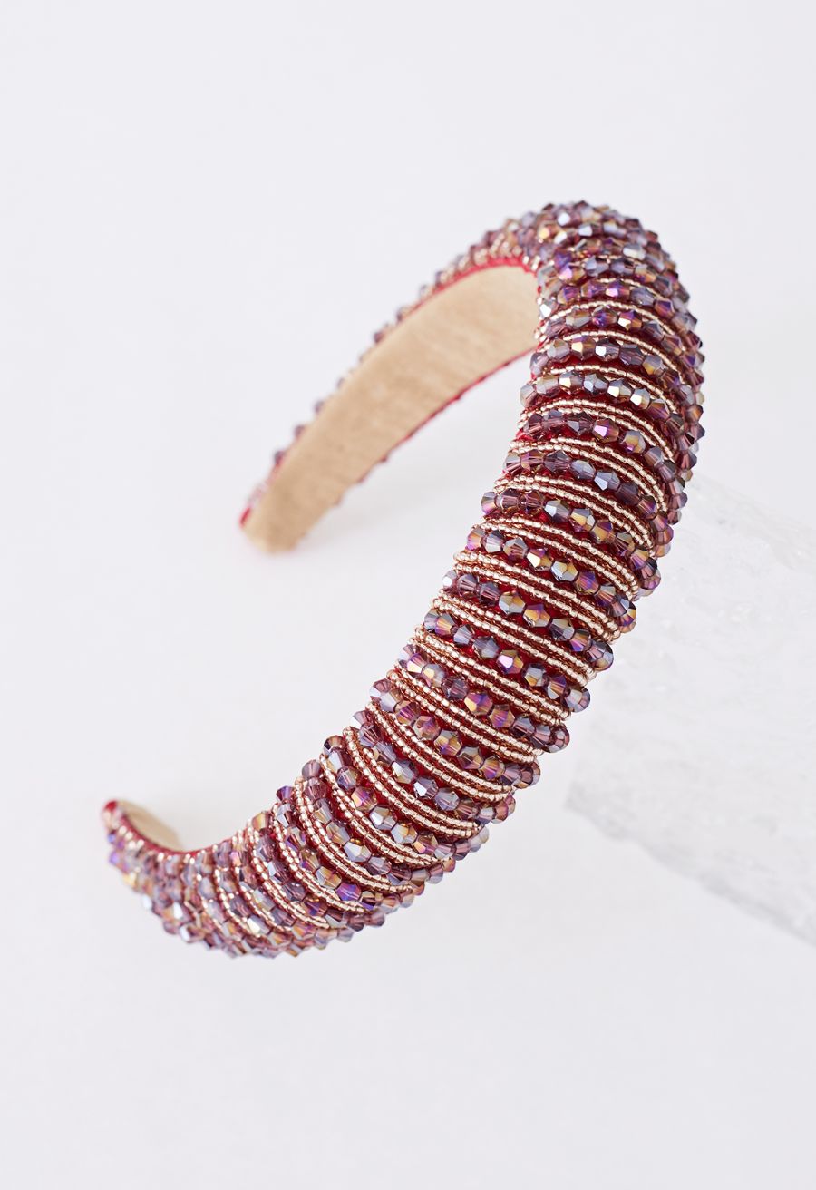Full Rhinestone Crystal Headband in Red