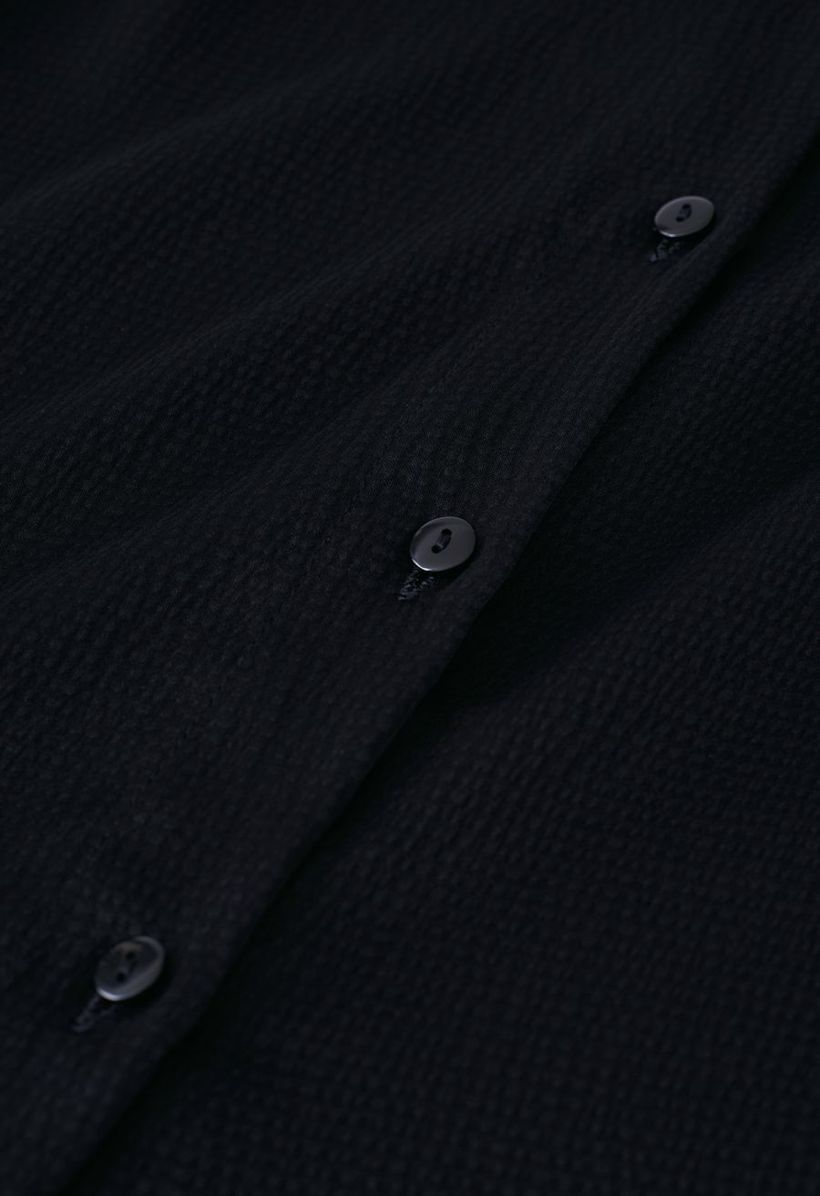 Rose Bowknot Embossed Shirt in Black