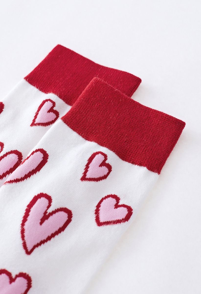 Pinky Heart Comfy Crew Socks