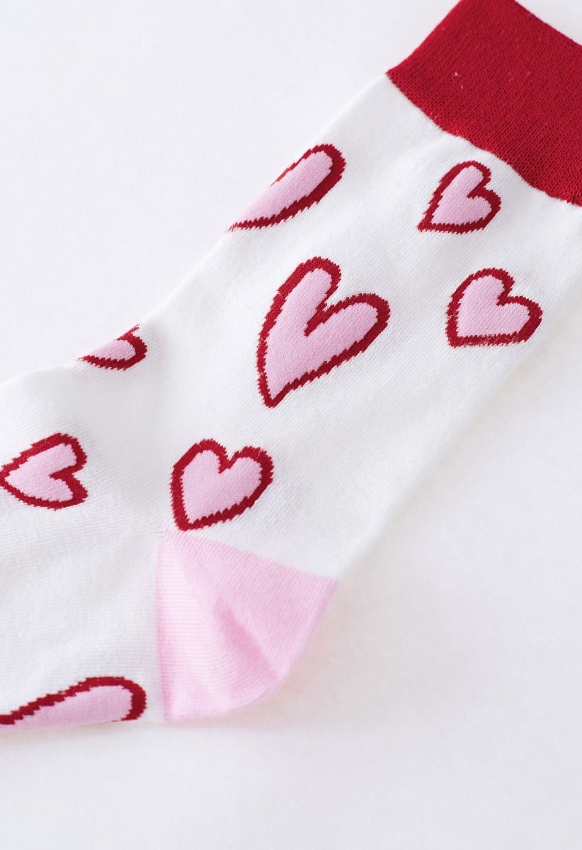 Pinky Heart Comfy Crew Socks
