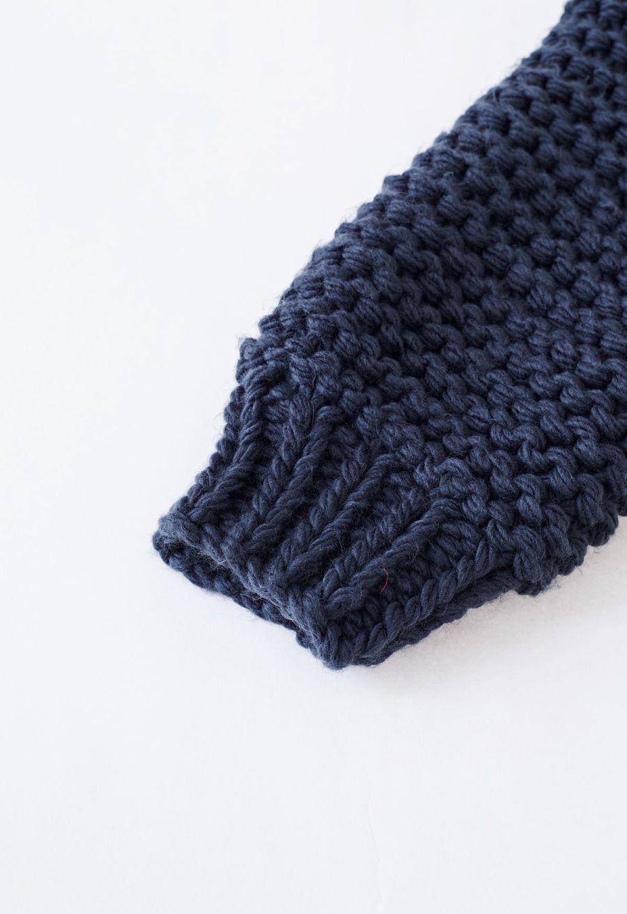 Key to My Heart Hand Knit Chunky Cardigan in Navy