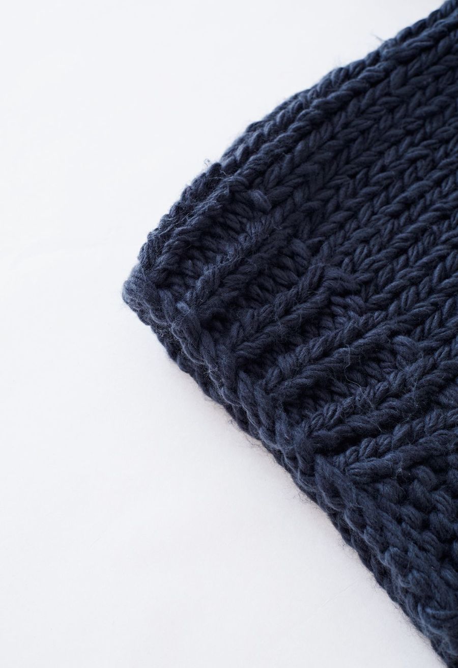 Key to My Heart Hand Knit Chunky Cardigan in Navy