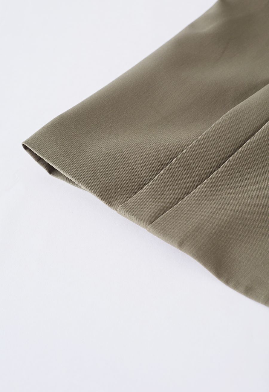 Side Pleat Single-Breasted Blazer in Khaki