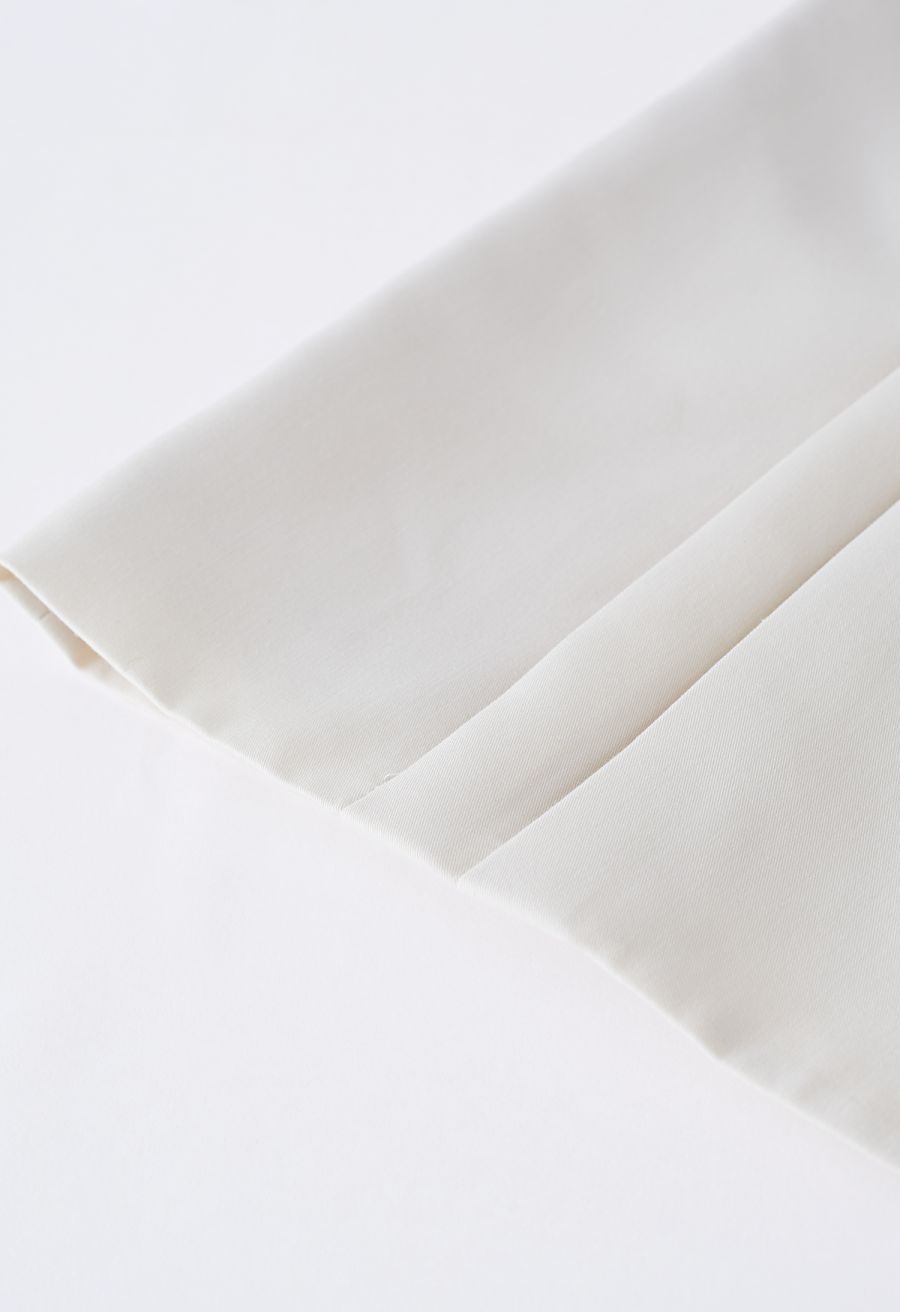 Side Pleat Single-Breasted Blazer in Ivory