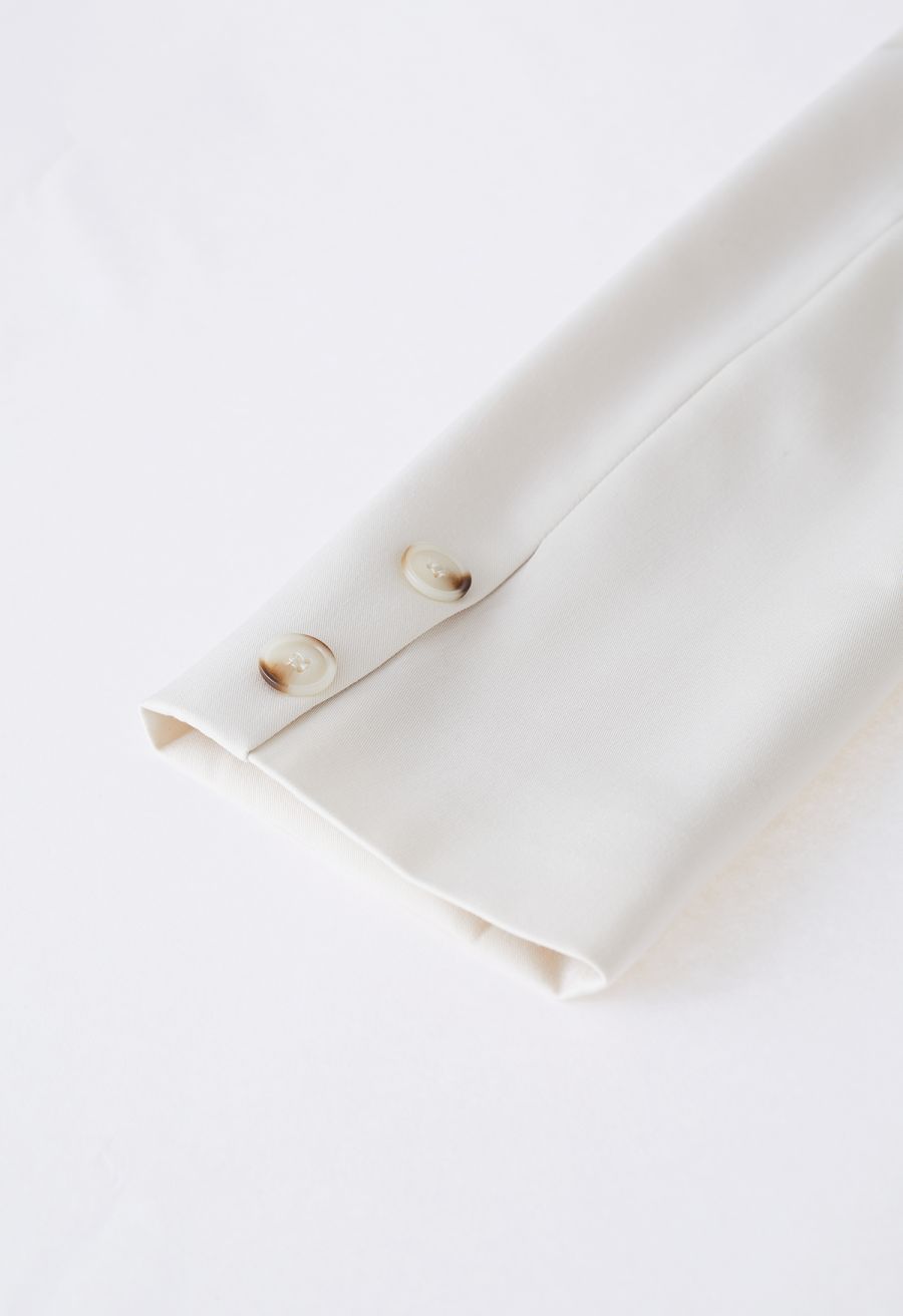 Side Pleat Single-Breasted Blazer in Ivory