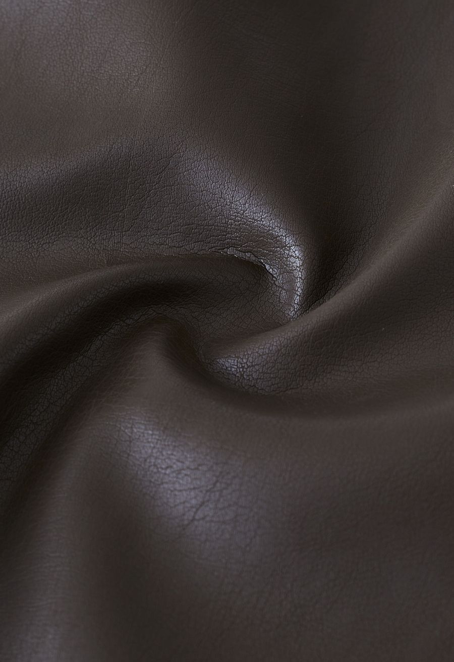 Silver Chain Faux Leather Shorts in Brown