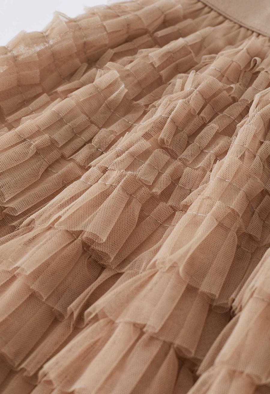 Swan Cloud Midi Skirt in Light Tan