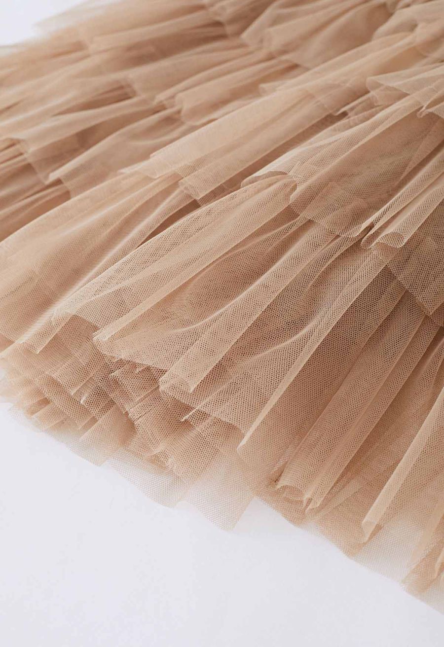 Swan Cloud Midi Skirt in Light Tan