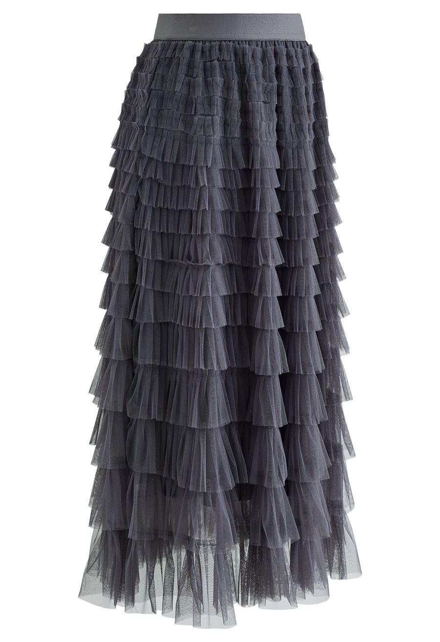Swan Cloud Midi Skirt in Smoke