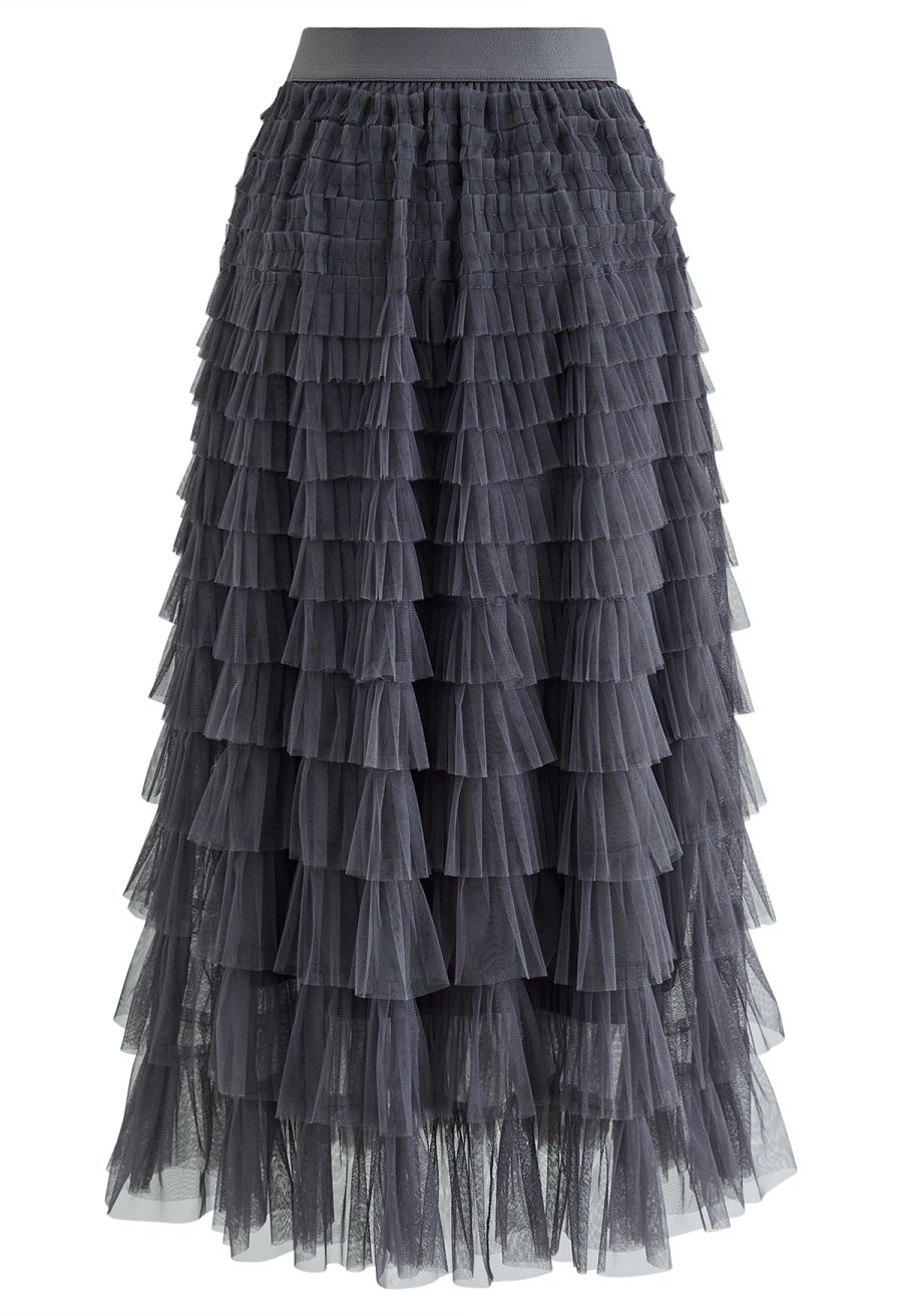 Swan Cloud Midi Skirt in Smoke