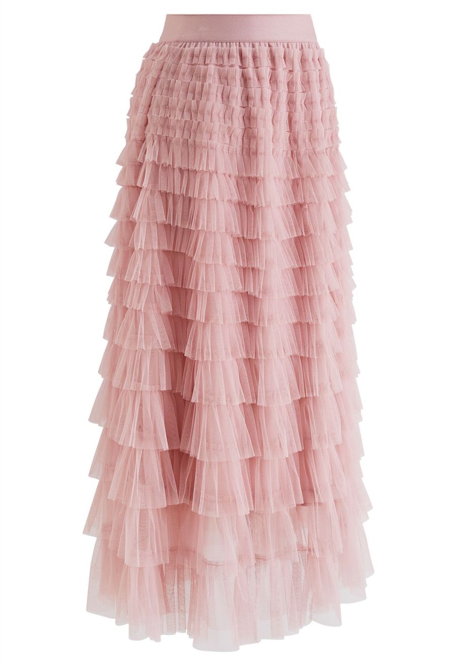 Swan Cloud Midi Skirt in Pink