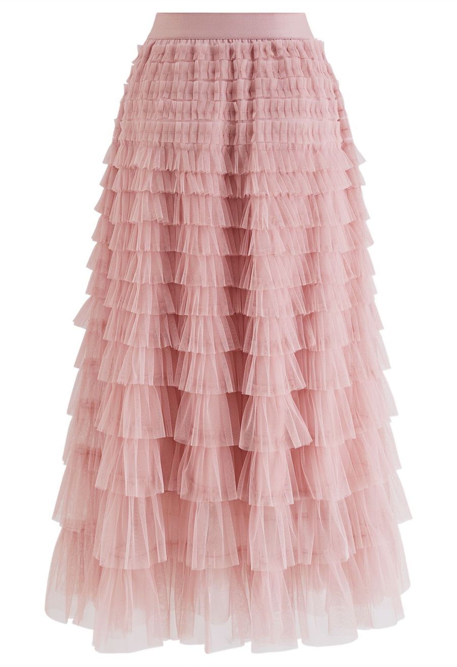 Swan Cloud Midi Skirt in Pink