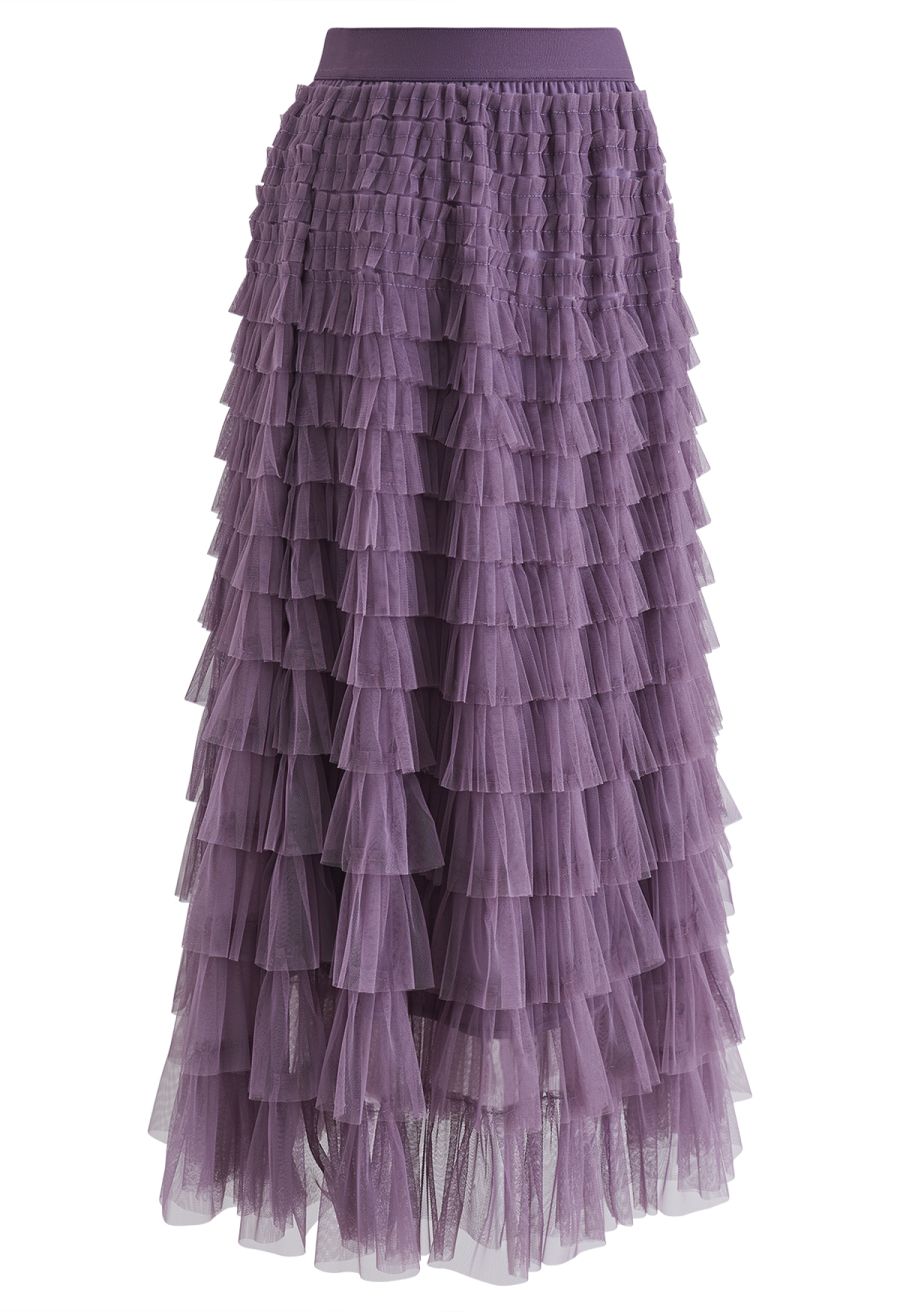 Swan Cloud Midi Skirt in Purple