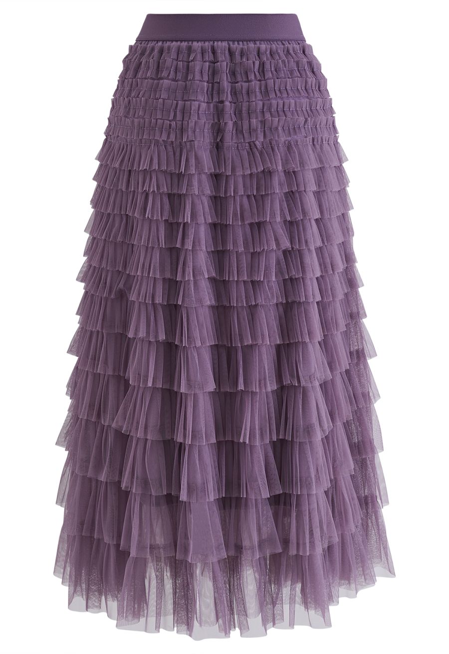 Swan Cloud Midi Skirt in Purple