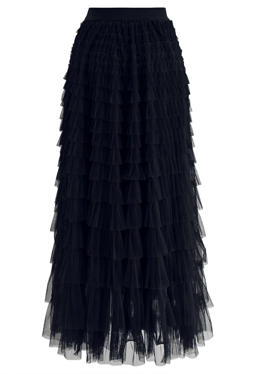 Swan Cloud Midi Skirt in Black