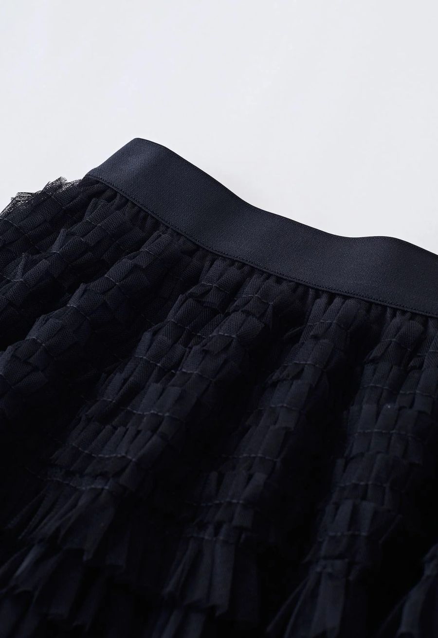 Swan Cloud Midi Skirt in Black