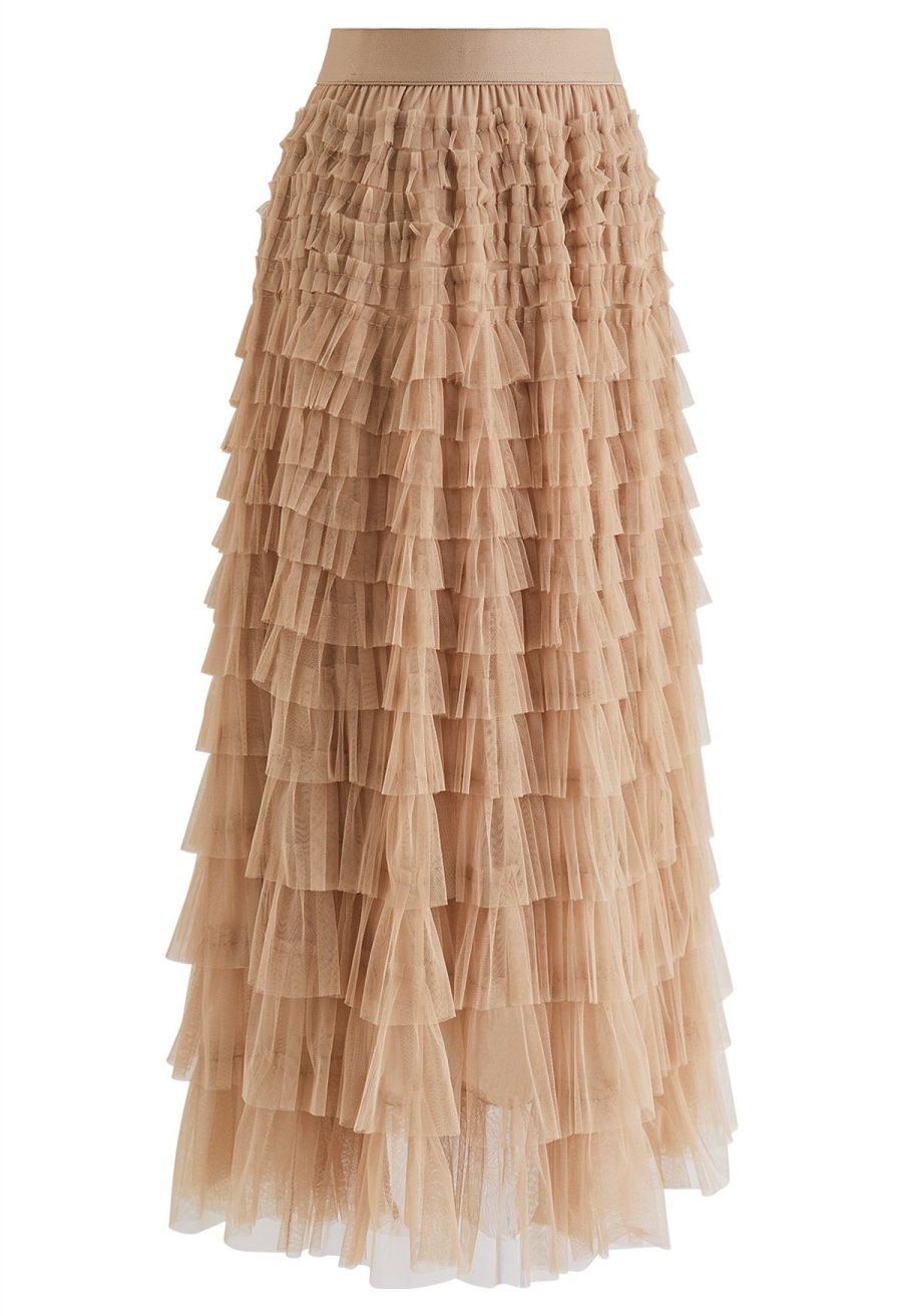 Swan Cloud Midi Skirt in Light Tan