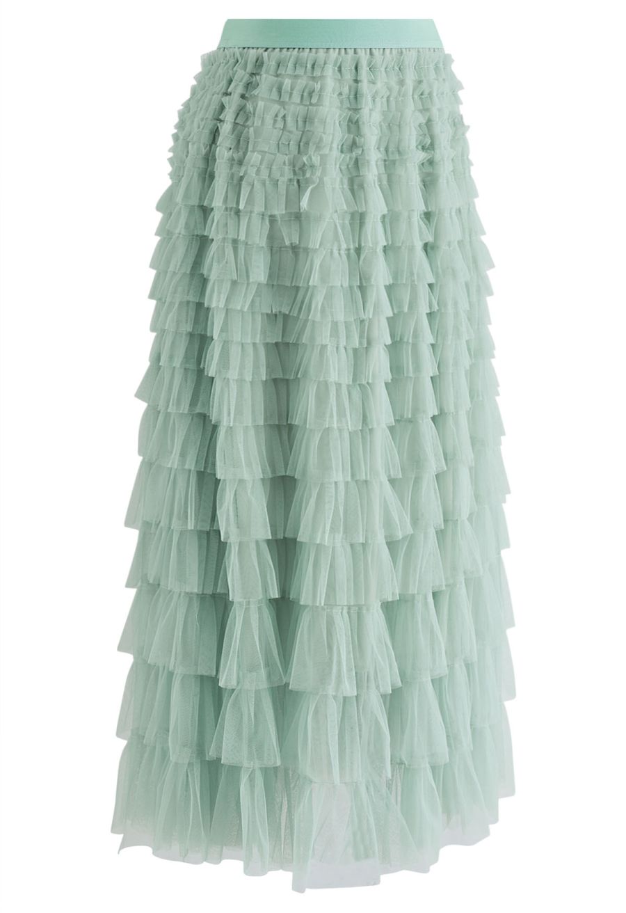 Swan Cloud Midi Skirt in Mint