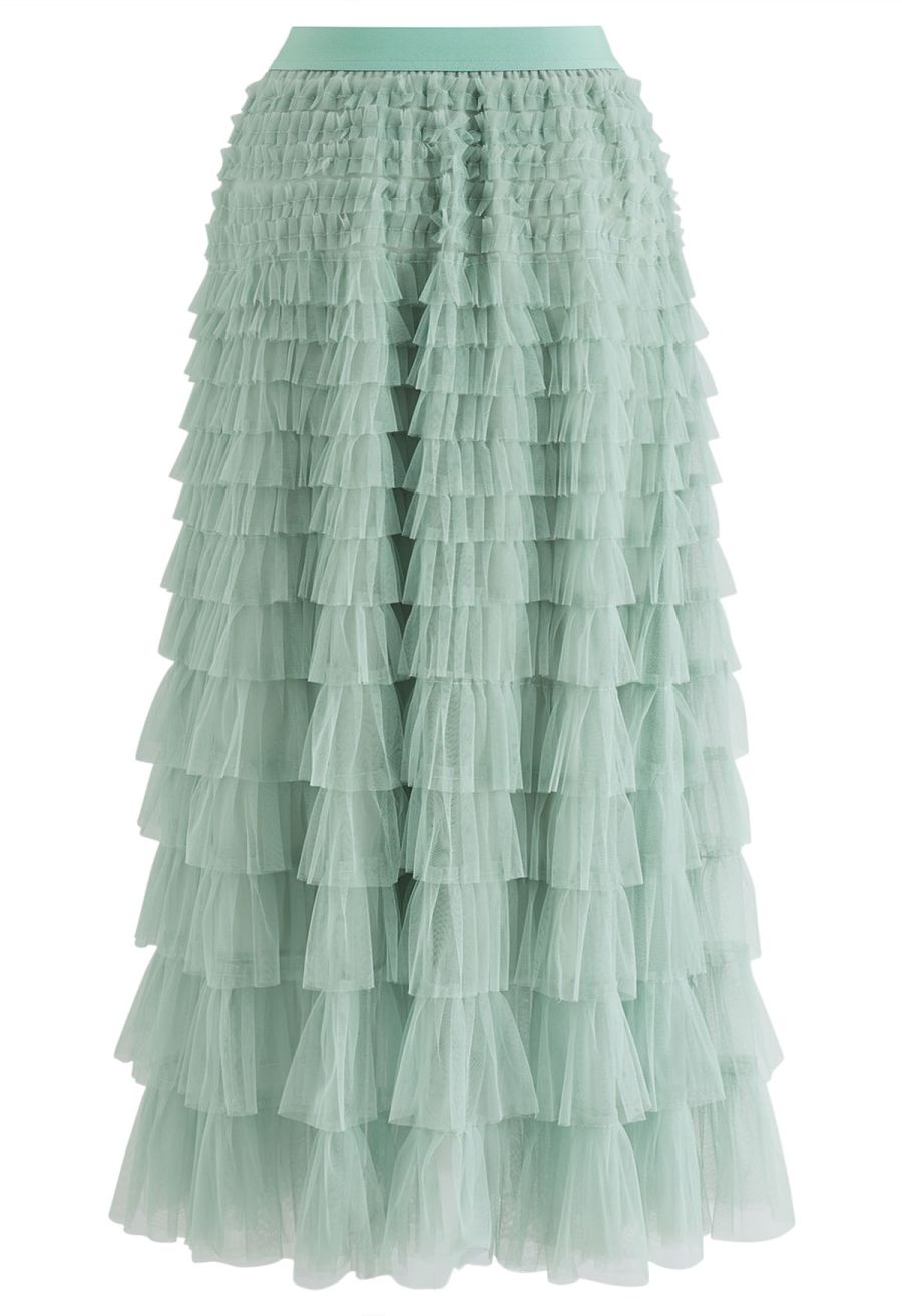 Swan Cloud Midi Skirt in Mint