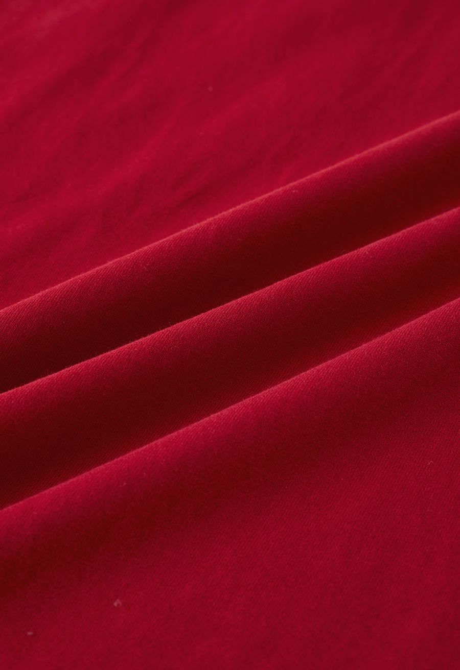 Paris Print Round Neck T-Shirt in Red