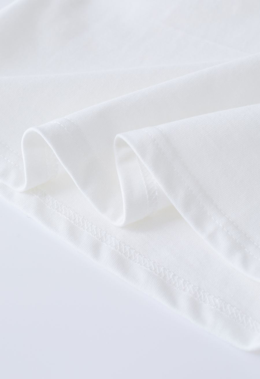 Paris Print Round Neck T-Shirt in White