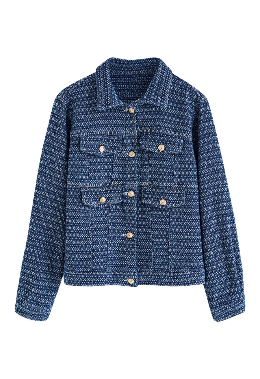 Fake Flap Pockets Buttoned Denim Jacket