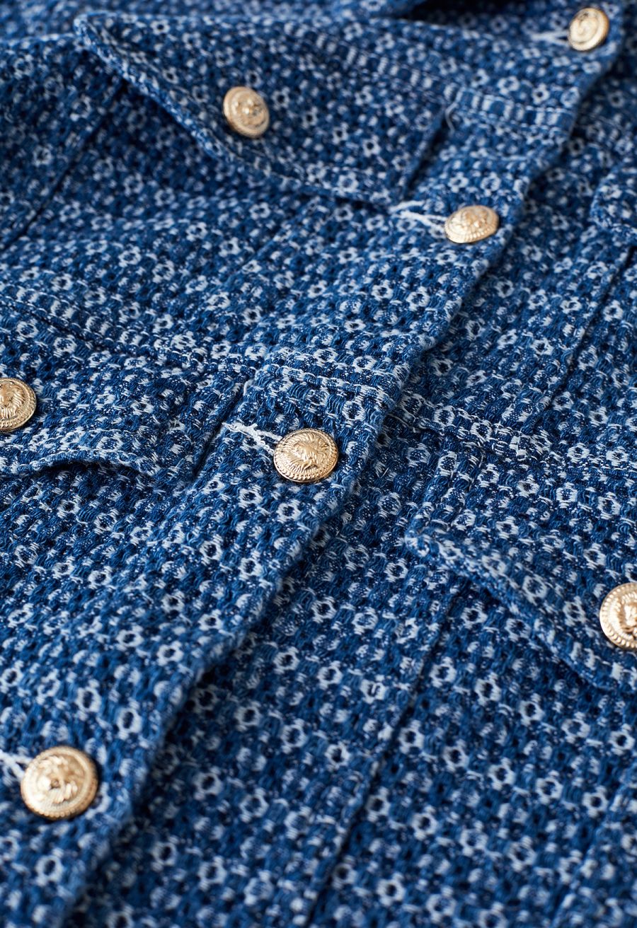 Fake Flap Pockets Buttoned Denim Jacket