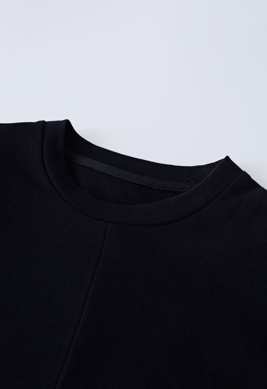 Crisscross Waist Sleeveless Cotton Top in Black