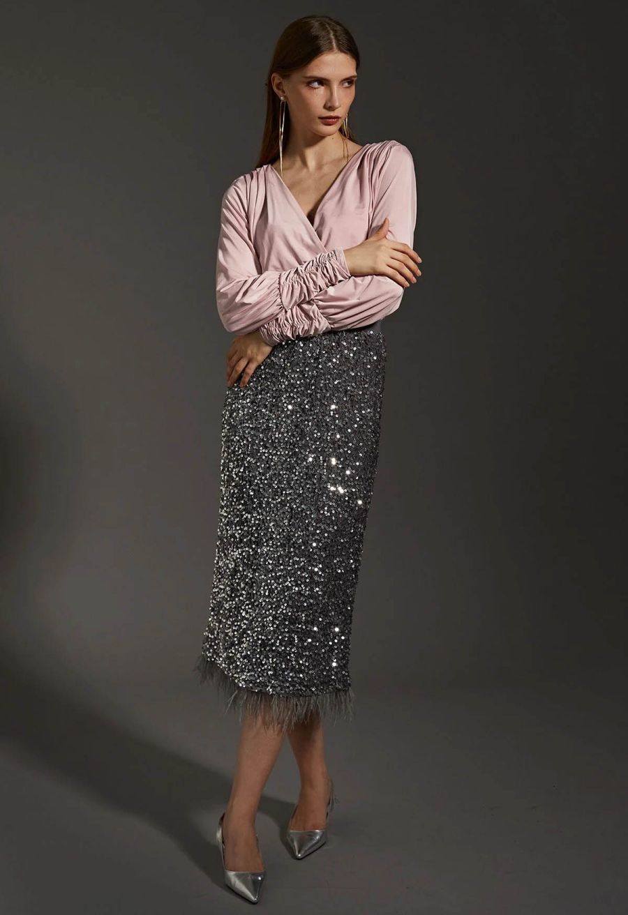 Tender Ruched Detail Faux Wrap Top