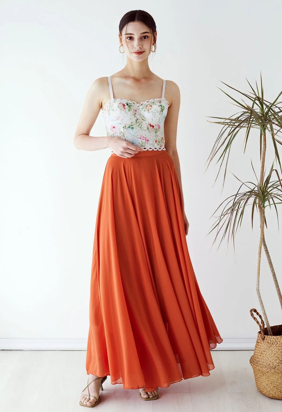 Monet Garden Floral Embroidered Bustier Crop Top