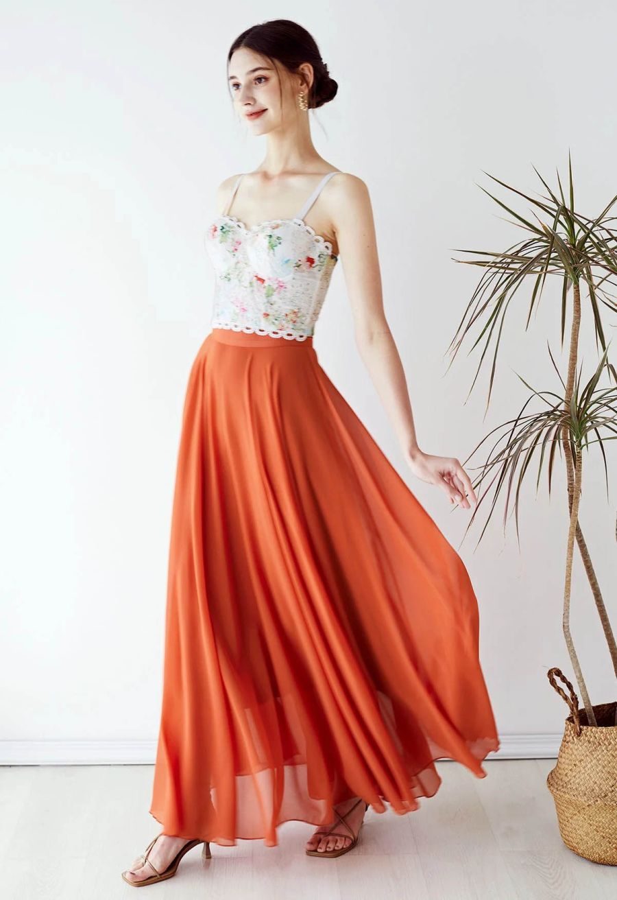 Monet Garden Floral Embroidered Bustier Crop Top