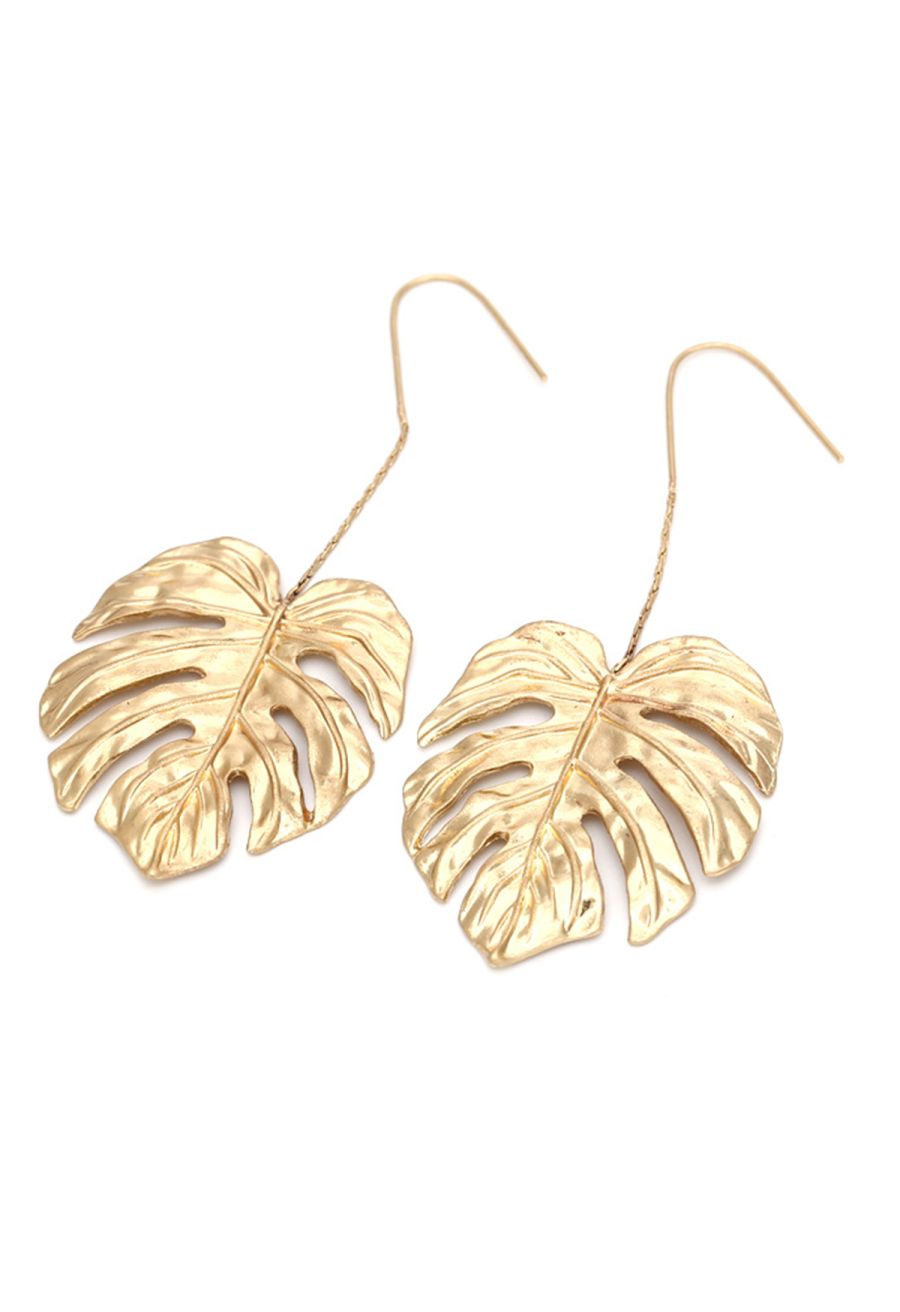 Golden Leaf Drop Earrings