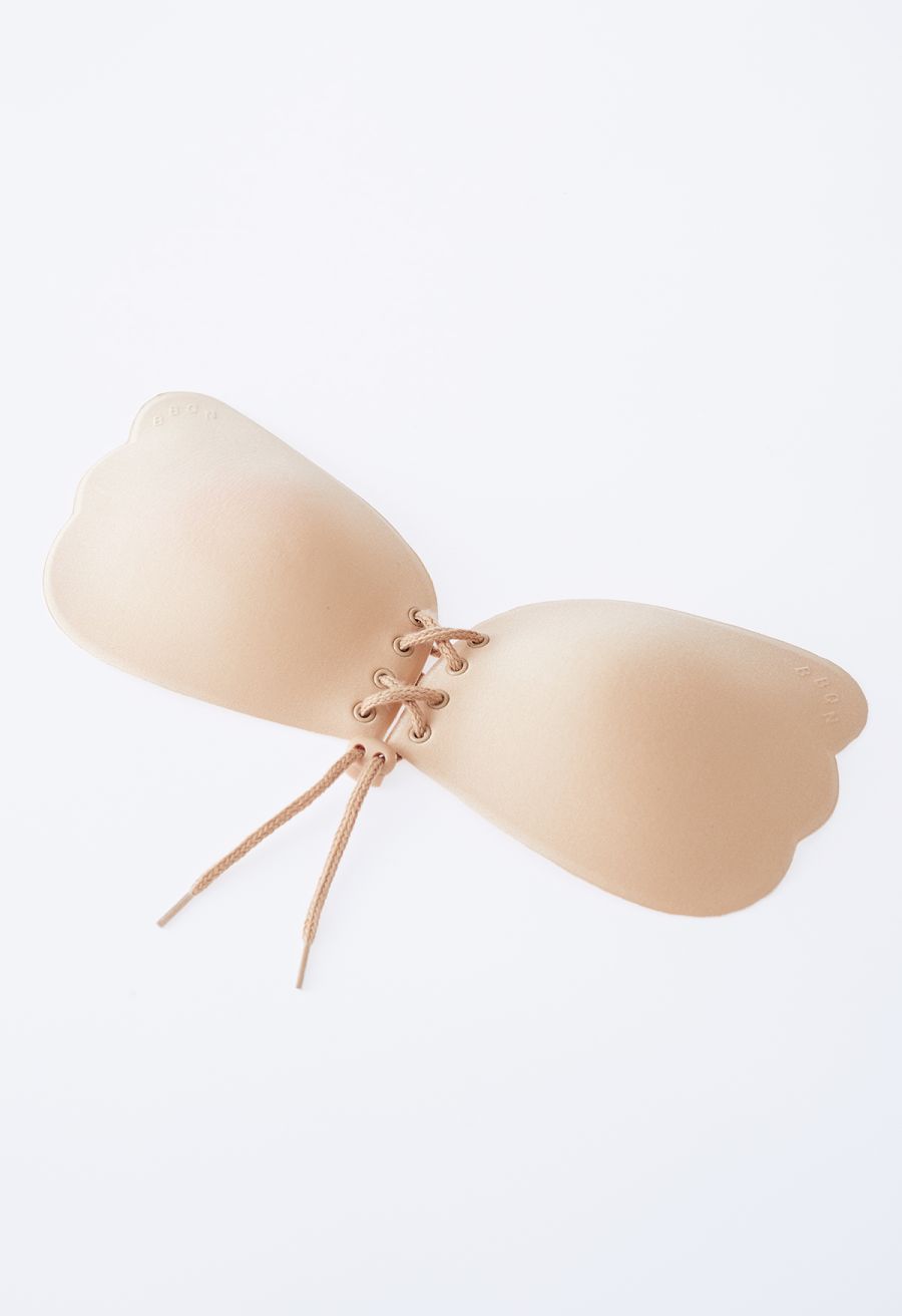 Drawstring Push Up Sticky Nude Bra 