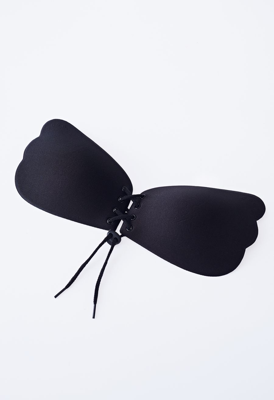 Drawstring Push Up Sticky Nude Bra 