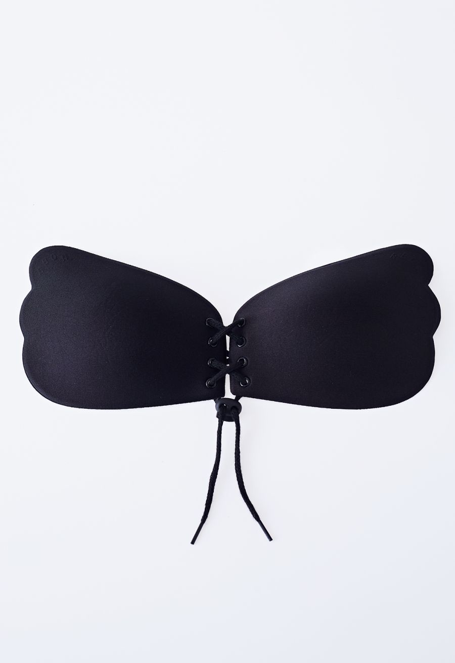 Drawstring Push Up Sticky Nude Bra 