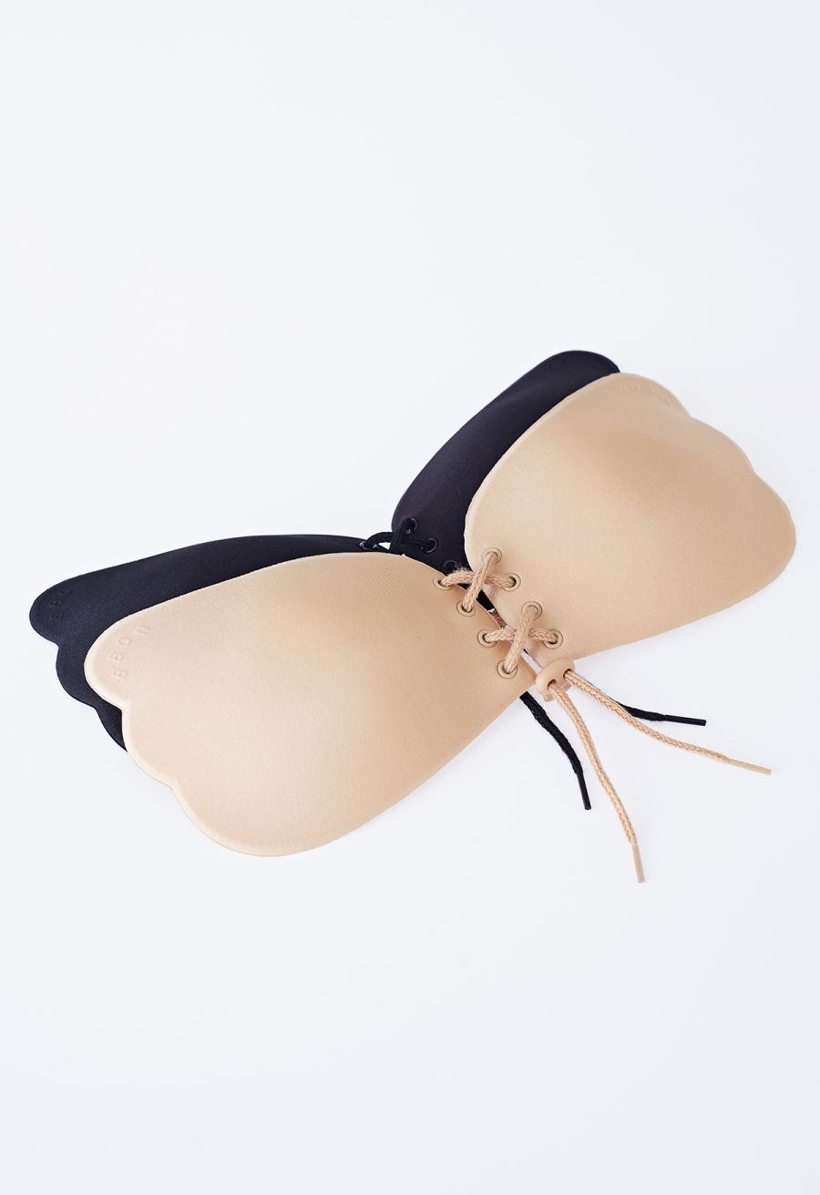 Drawstring Push Up Sticky Nude Bra 