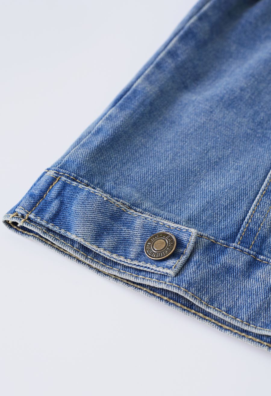 Light Wash Collarless Denim Jacket