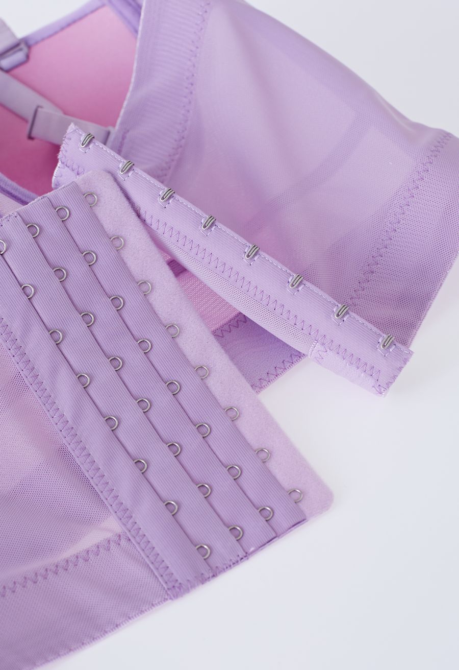 Solid Color Underwire Bustier Crop Top in Lilac