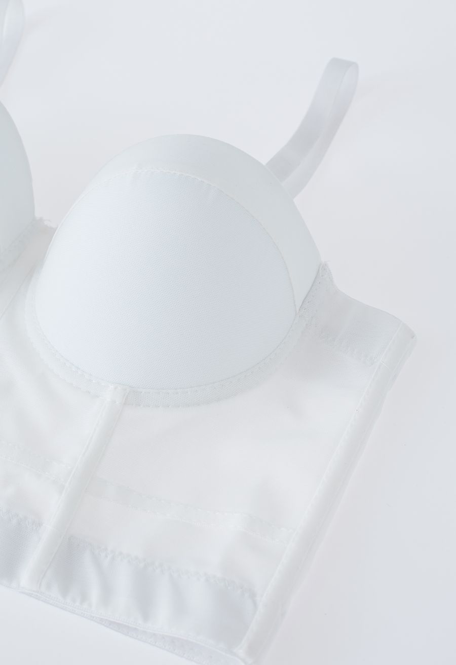 Solid Color Underwire Bustier Crop Top in White